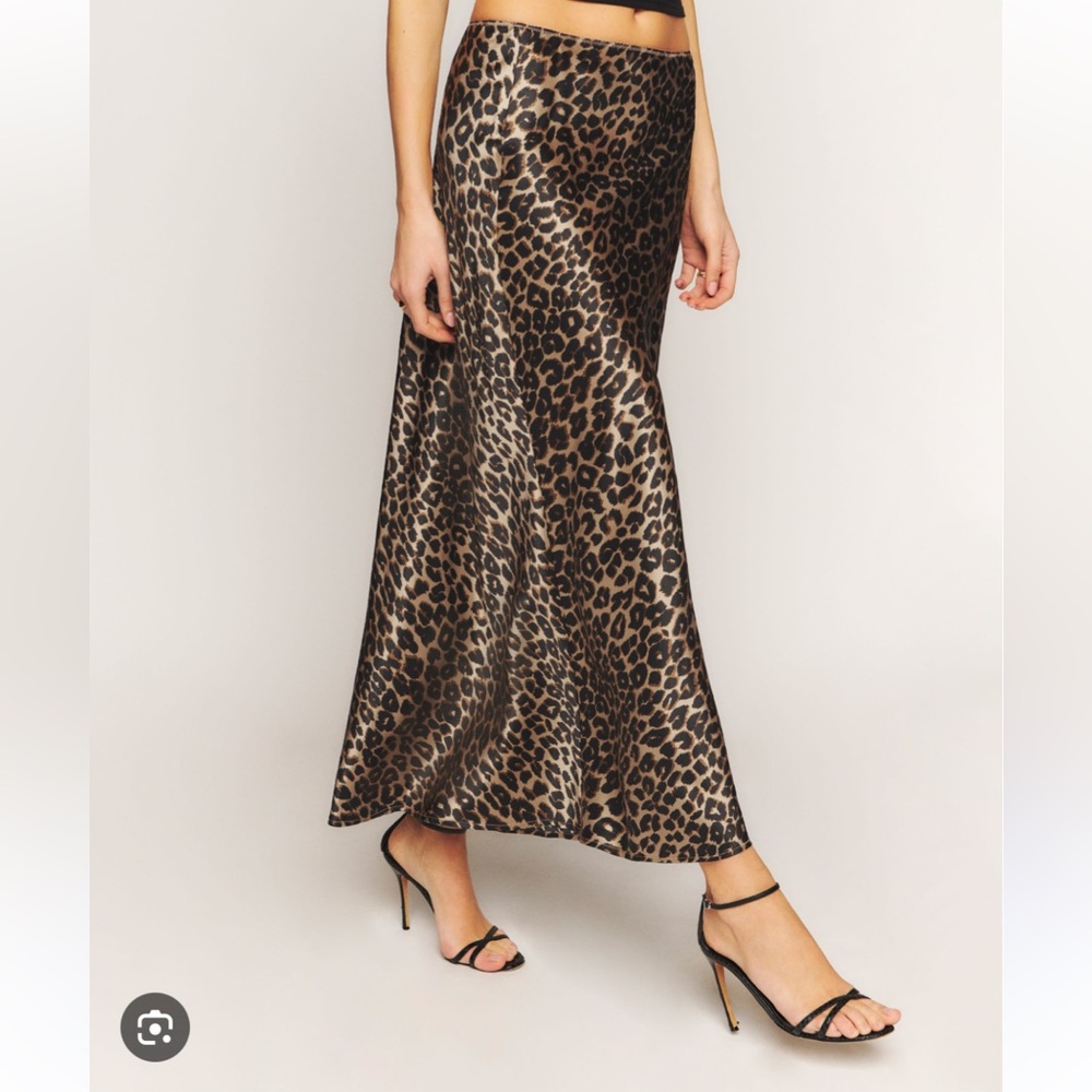 Reformation Layla Silk Leopard Skirt